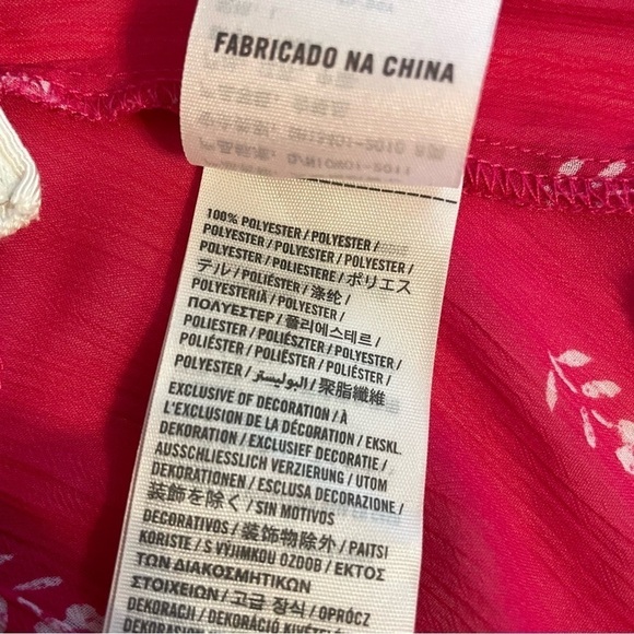 Abercrombie & Fitch Boho Pink Babydoll Strappy Sheer Flowy Shirt Top Size Large - Picture 5 of 8